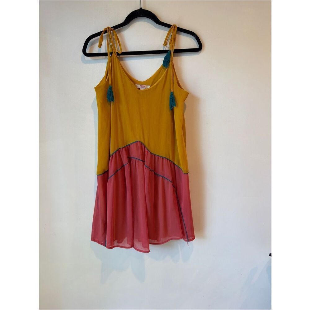 Mossimo Two-Tone Mustard & Coral Tie-Shoulder Sundress